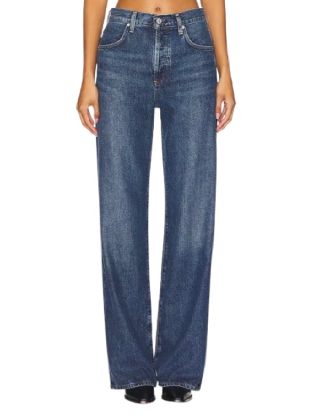 Citizens Of Humanity Wide-Leg High-Rise Jeans in Dark Blue Wash